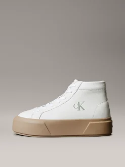 Warme leren hoge plateausneakers