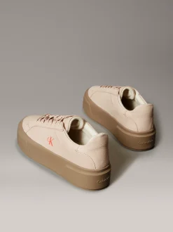 Warme leren winterse plateausneakers