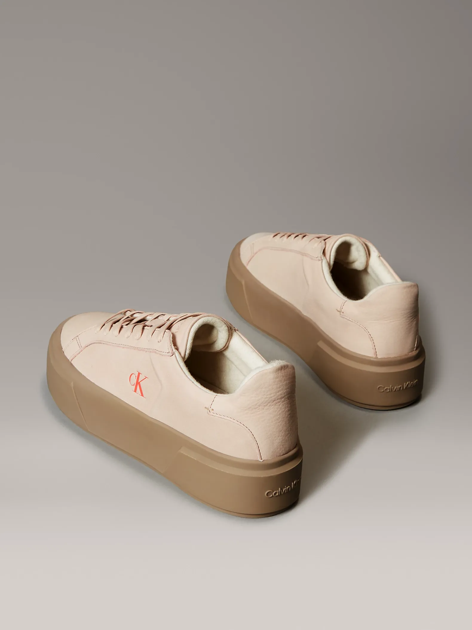 Warme leren winterse plateausneakers