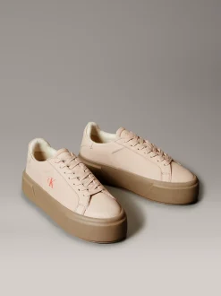 Warme leren winterse plateausneakers