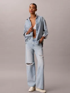 Wide Leg Distressed Jeans
