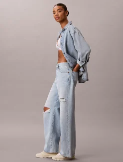 Wide Leg Distressed Jeans