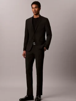 Wollen stretch blazer met slim fit