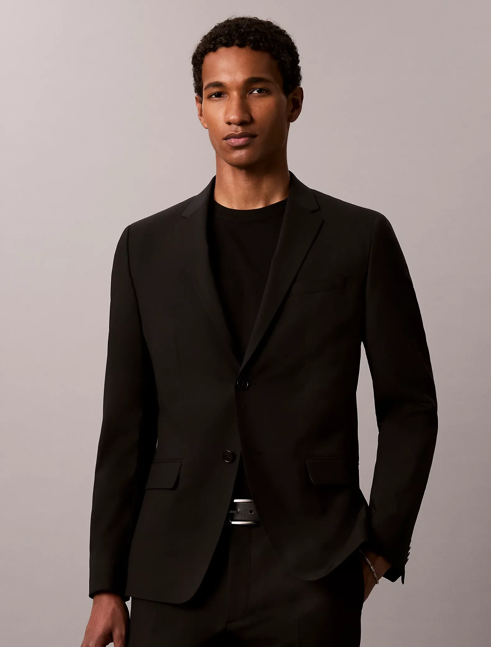 Wollen stretch blazer met slim fit
