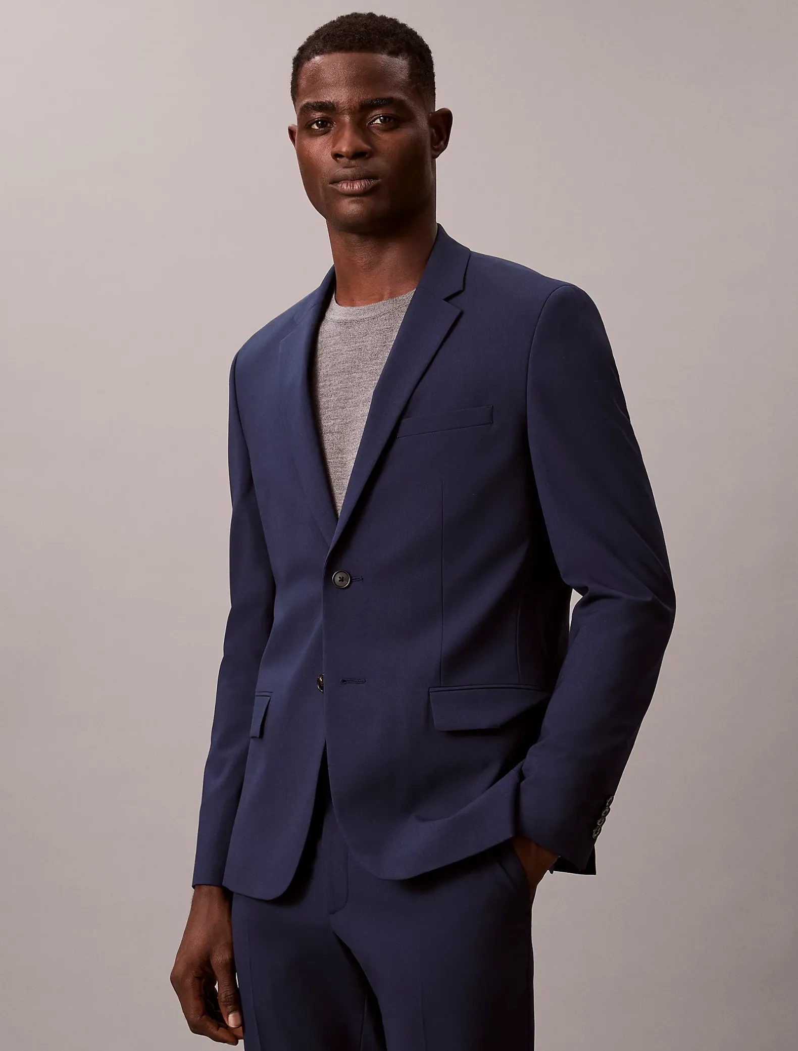 Wollen stretch blazer met slim fit