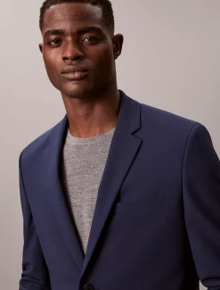Wollen stretch blazer met slim fit