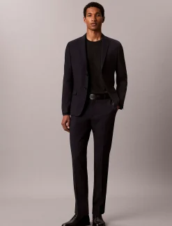 Wollen stretch broek met slim fit