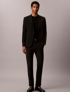Wollen stretch broek met slim fit