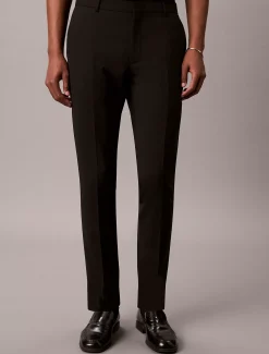 Wollen stretch broek met slim fit