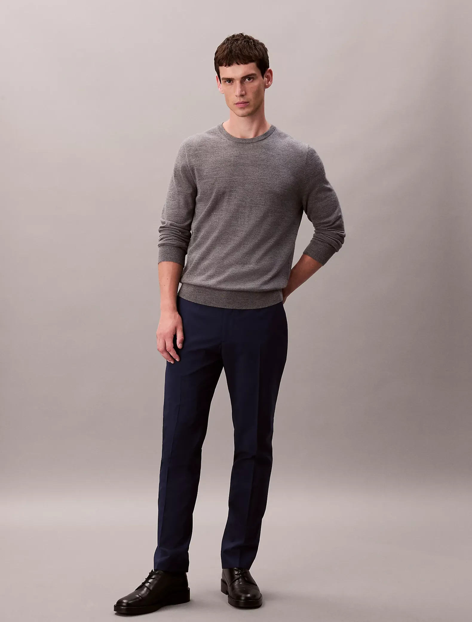 Wollen stretch broek met slim fit