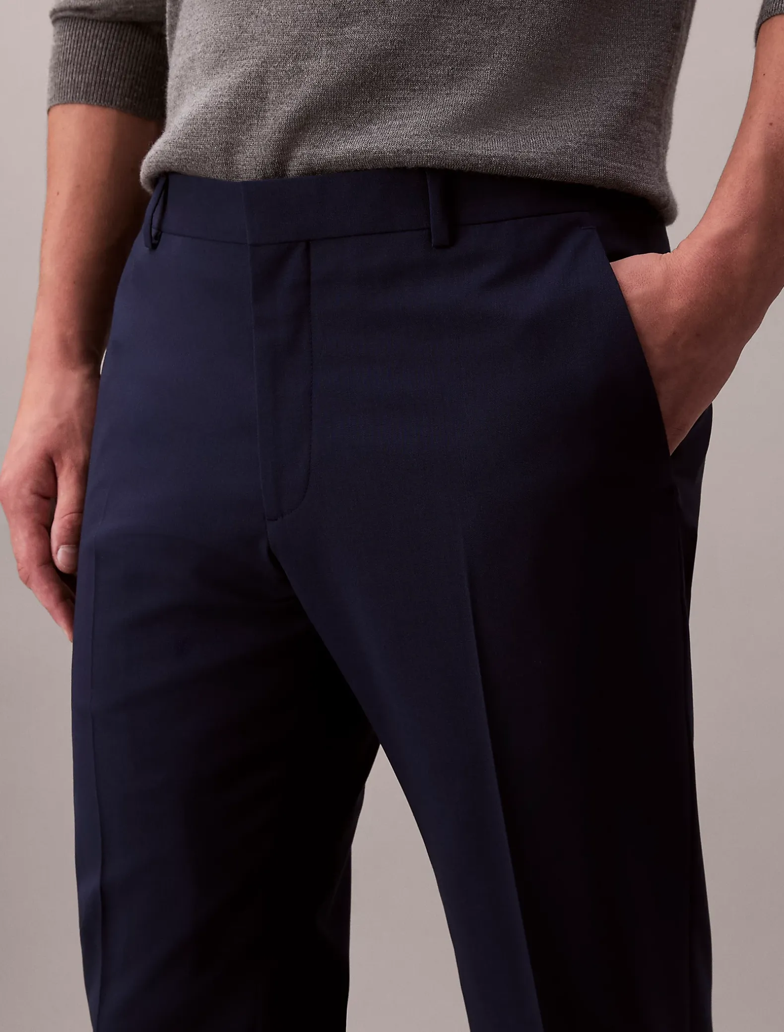 Wollen stretch broek met slim fit