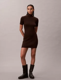 Wolmix mini-jurk met col