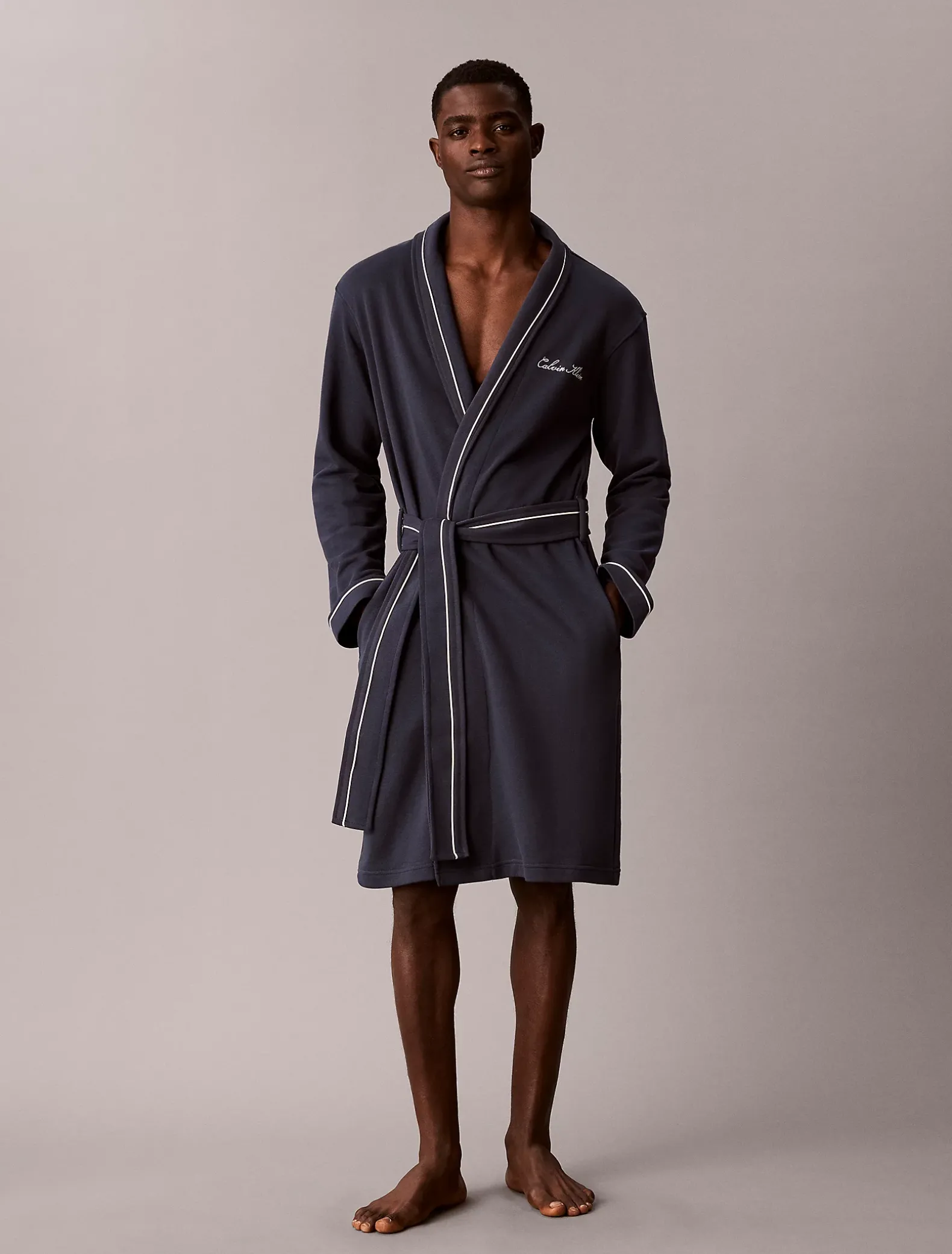 Zachte badjas van badstof fleece - Icon French Terry Script