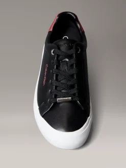 Zachte leren sneakers met logo in reliëf