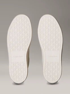Zachte leren sneakers met logo in reliëf