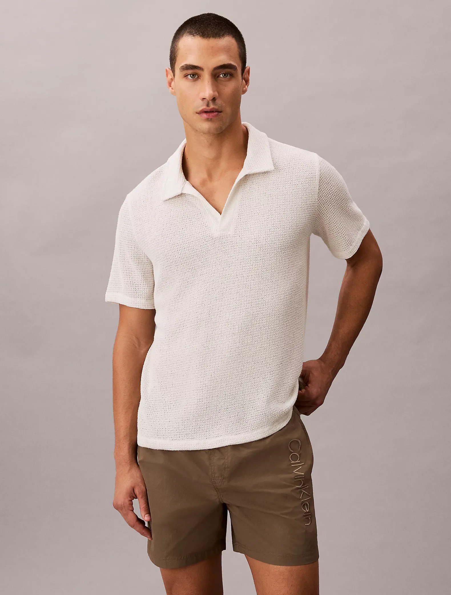 Zacht gebreid strandpoloshirt