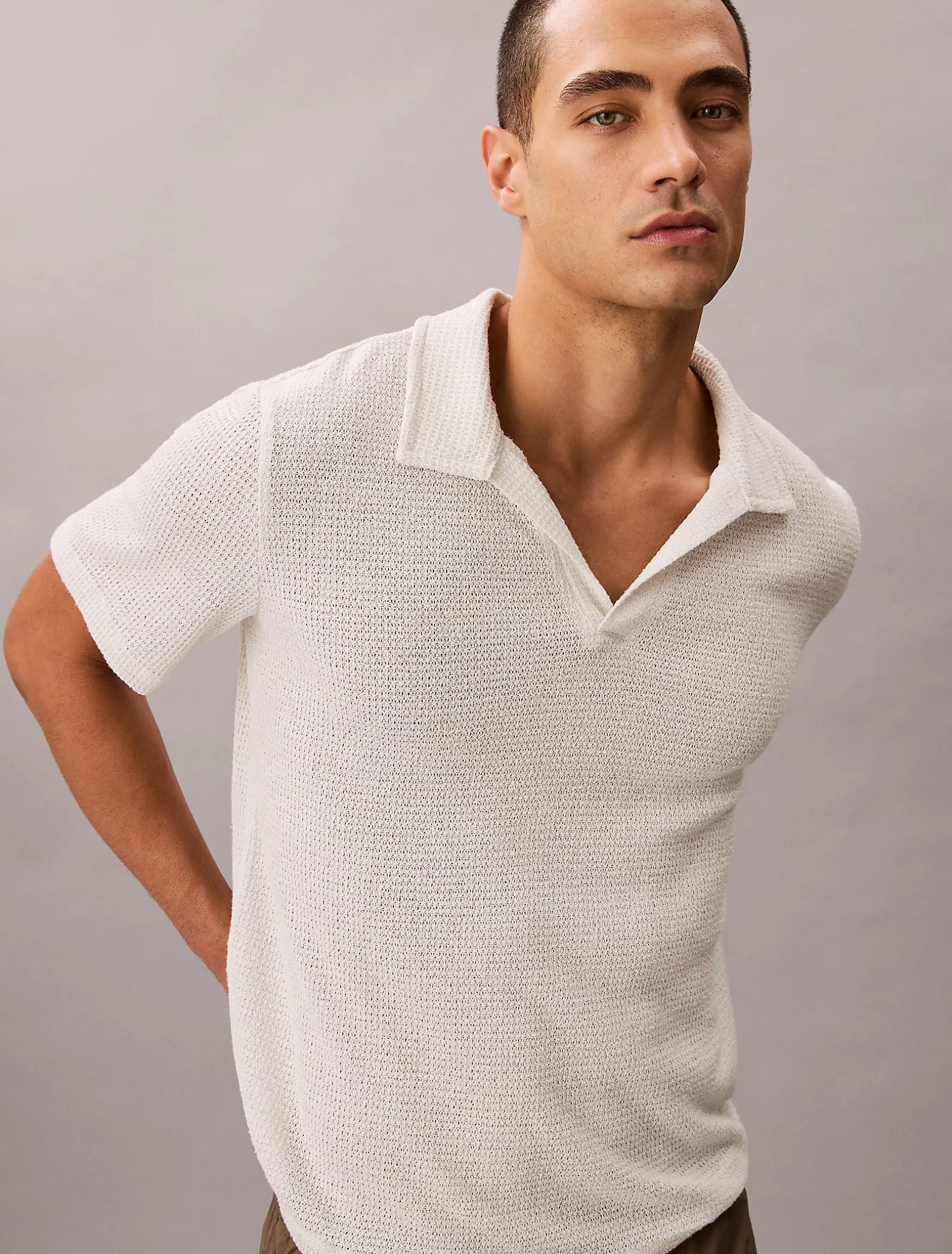 Zacht gebreid strandpoloshirt