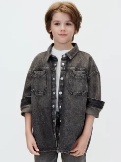 Zwart denim overshirt voor kinderen